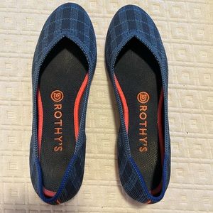 Rothy’s Indigo Gingham Check Flat